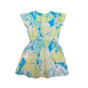 Girl's Lilly Pulitzer Short-sleeved Blue Green Print Dress SZ 5